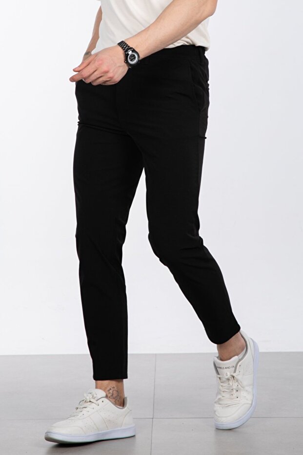 Önü Bağcıklı Jogger Pantolon - Siyah - 4