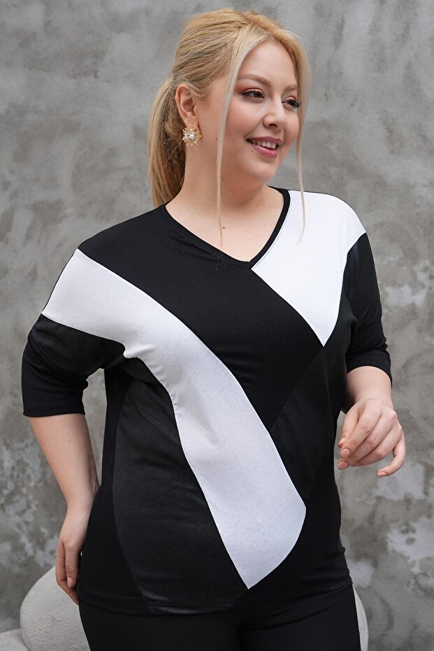 Plus Size Block Transition Oversize Blouse - 6