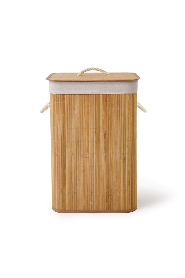 Bambu Örme Çamaşır Sepeti - Bej - 60 lt - 5