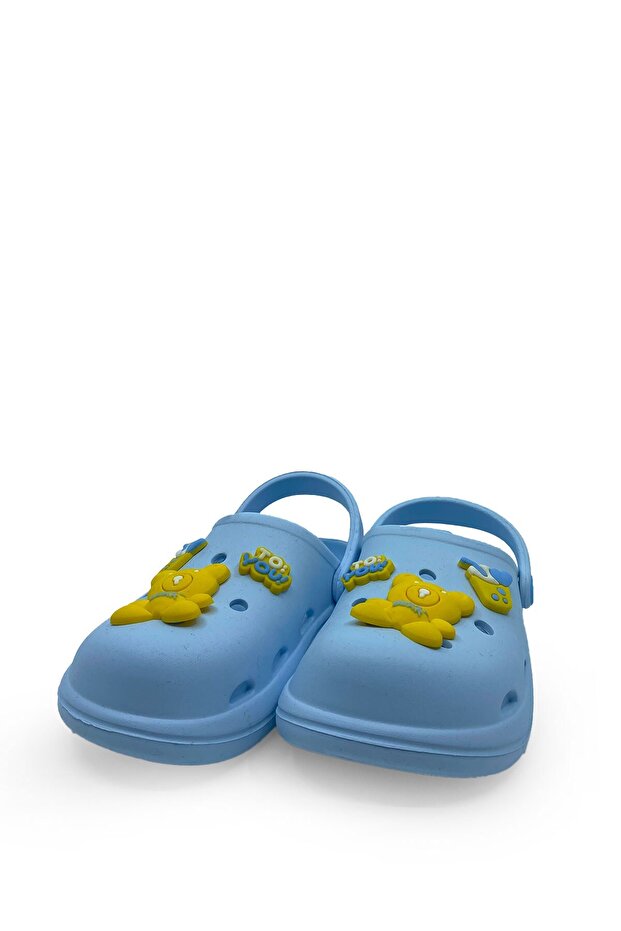 Comfortable Daily Children's Slippers Blue with Teddy Bear