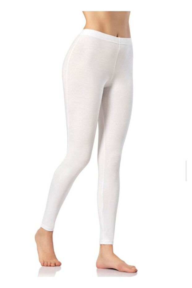 Single Combed Cotton White Color Long Length Women's Tights