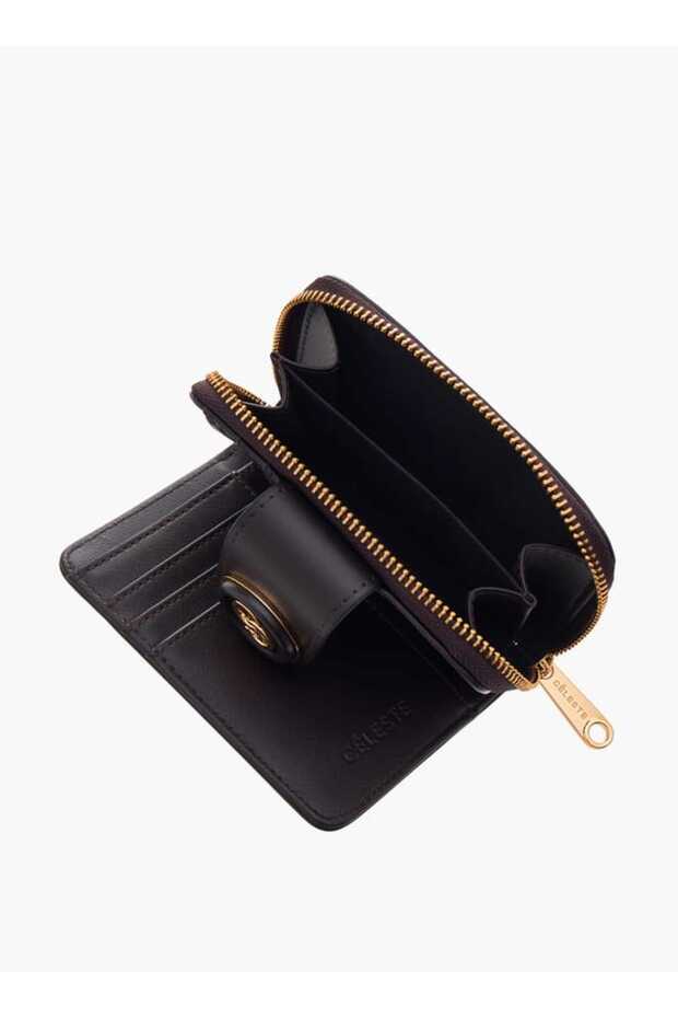 Monogram Print Zip Around Wallet with Flap Closure - W 2 x H 8.5 x D 12 cm - 5