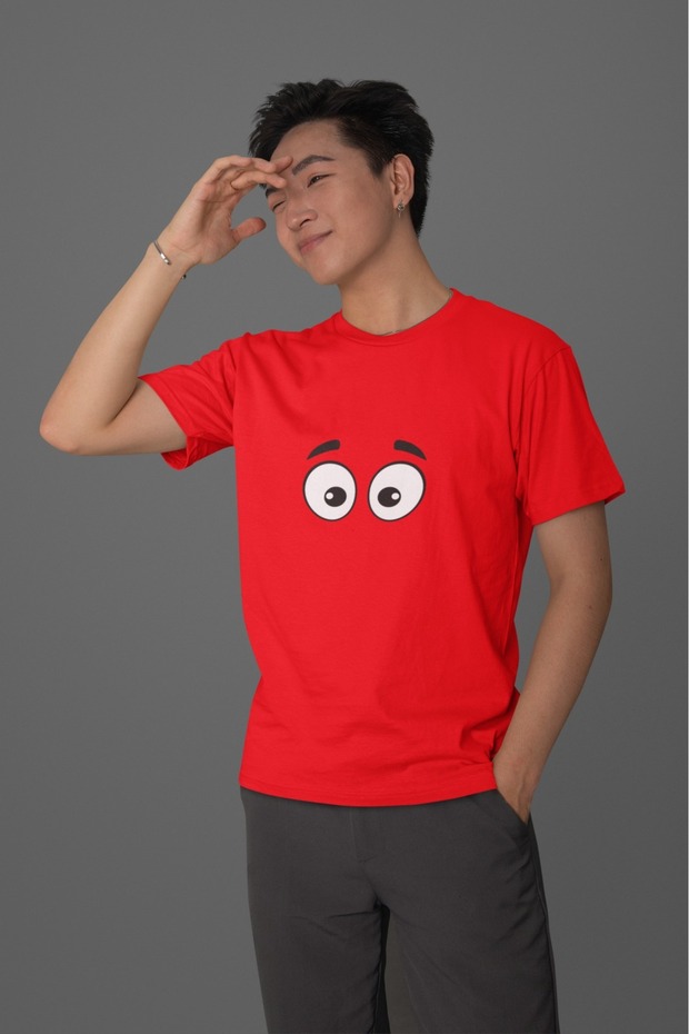 Women/Men 100% Cotton Eye Transfer Printed Round Neck Short Sleeve Tee