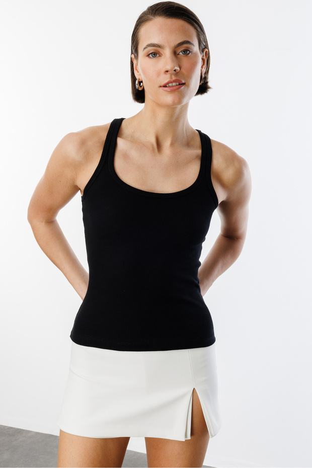 Kadın Fitilli Görünümlü Kalın Askılı Basic Atlet ATLET1 - 1