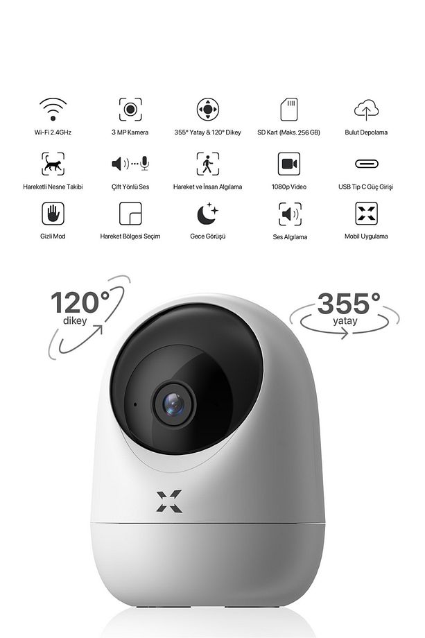 Akıllı Kamera 1080p 3mp Ptz Iç Mekan Çift Yön Ses Hareket Algılamalı Güvenlik Kamerası 3 Adet - 3
