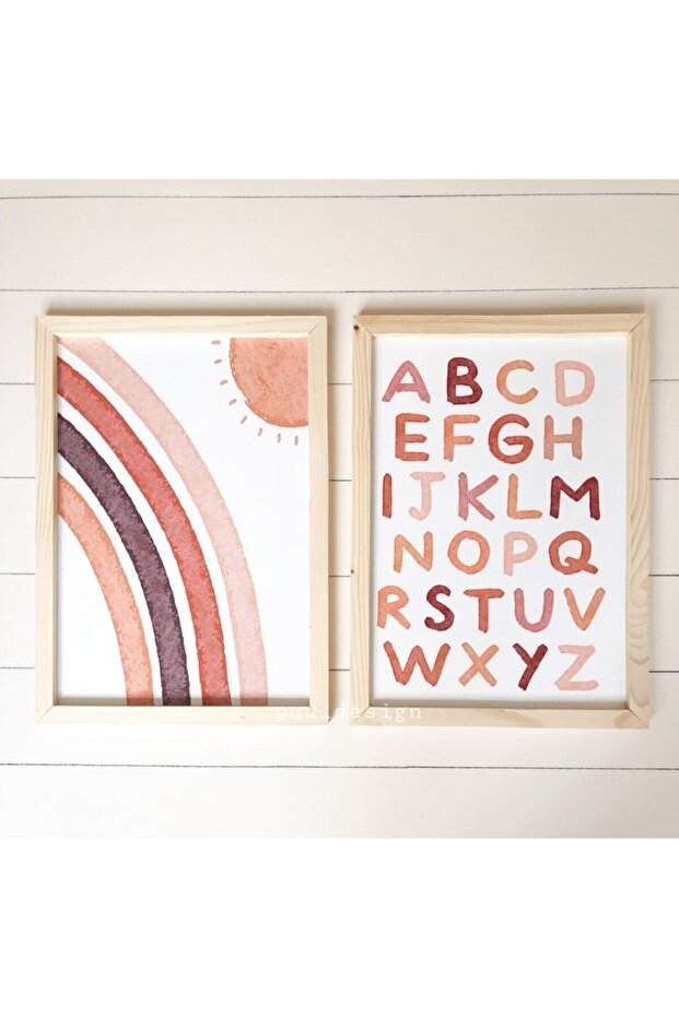 Children's Room Wooden Framed Rainbow Alphabet Table
