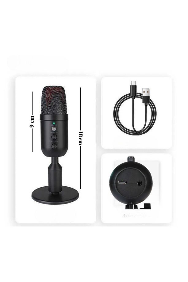 RGB Işıklı Profesyonel Kardioid Oyuncu Yayıncı Mikrofonu Stüdyo Podcast İçin - 8
