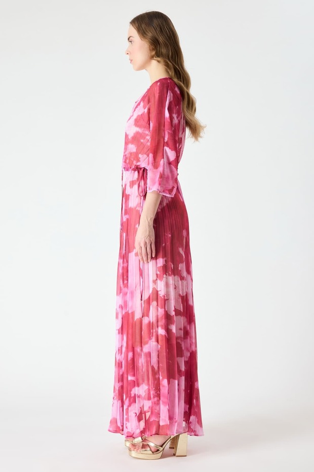 Desenli şifon elbise - 2