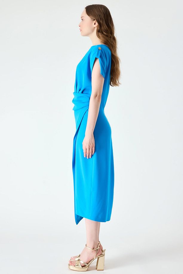 Drape detaylı anvelop elbise - 5