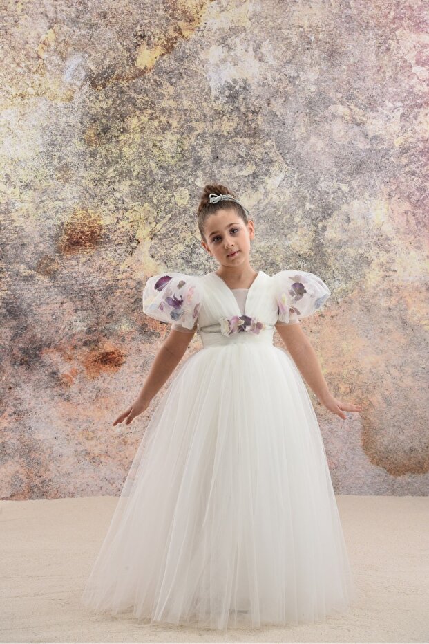 Girl white evening dress white
