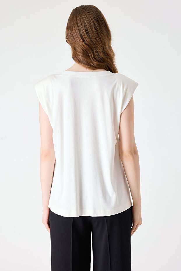 Parlak taş detaylı örme bluz - 2