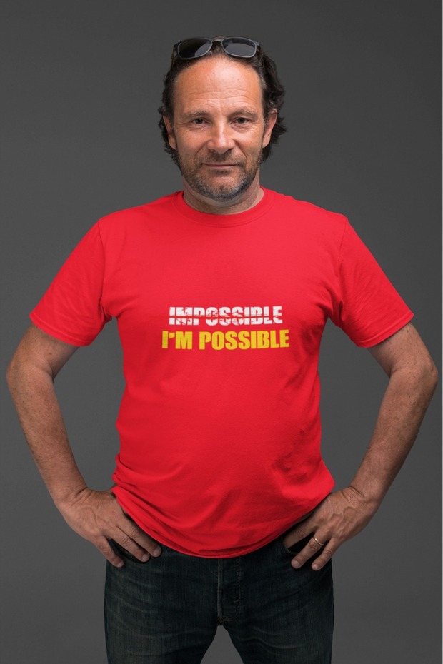Women/Men 100% Cotton I'M Possible Transfer Printed Round Neck Short Sleeve T-Shirt