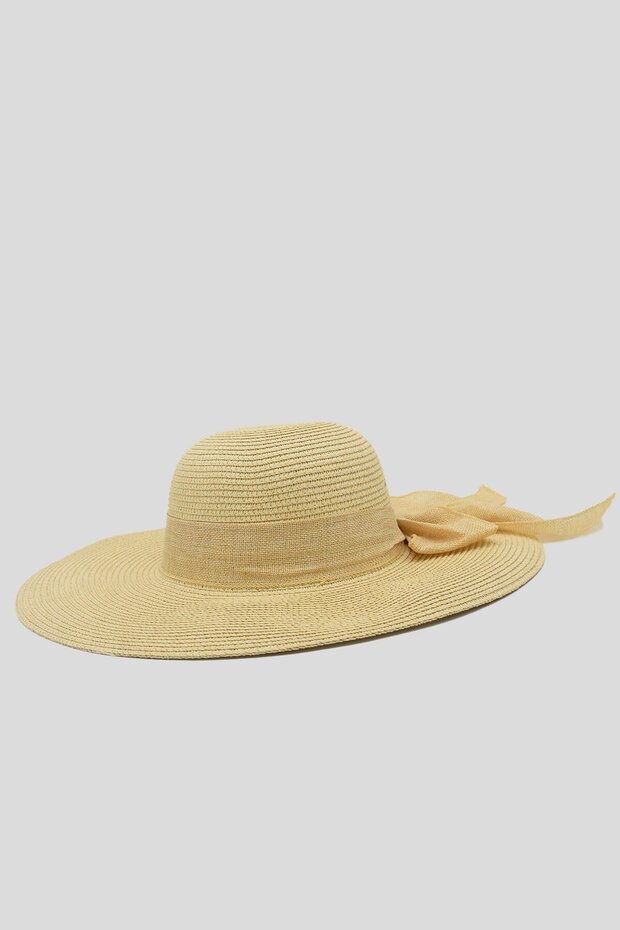 Women's Large Brim Beige Straw Hat