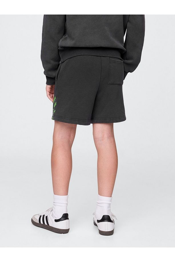 Erkek Çocuk Siyah Grafik Fleece Pull-On Şort - 4