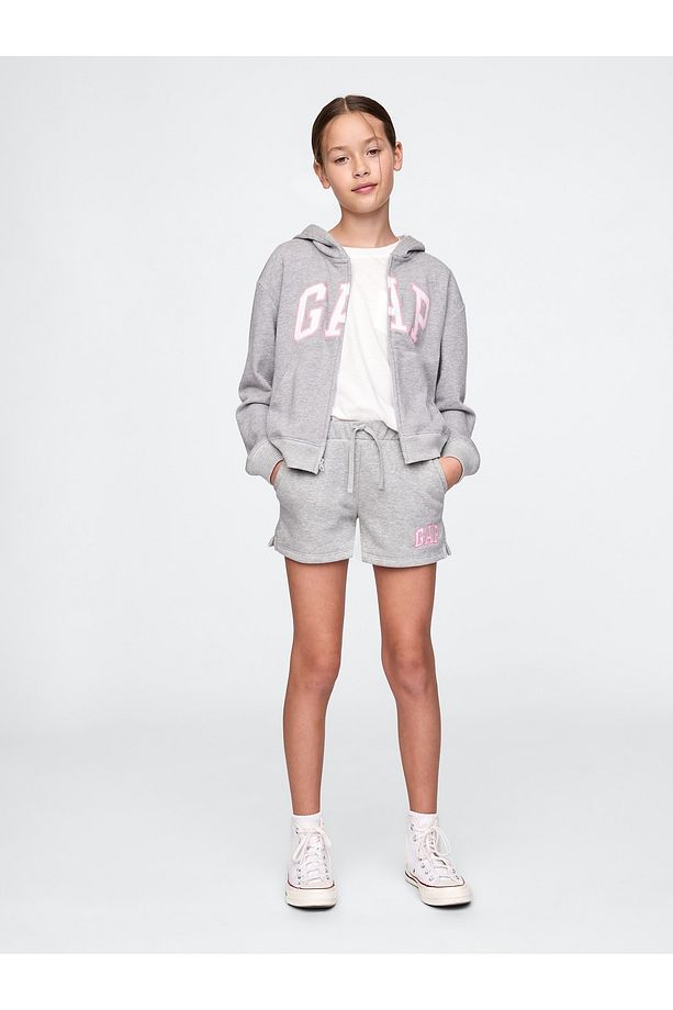 Kız Çocuk Gri Gap Logo Havlu Kumaş Pull-On Şort - 1