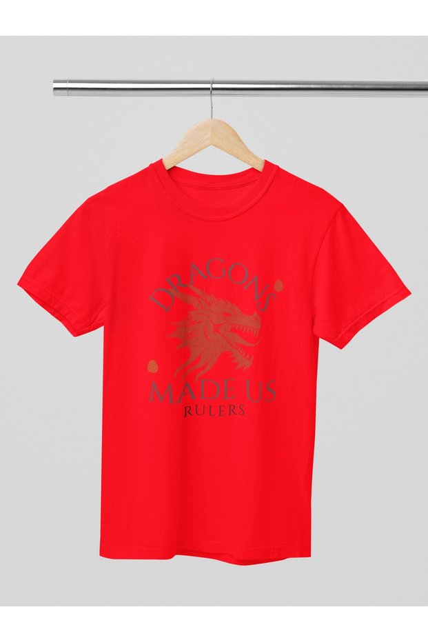 Women/Men 100% Cotton Dragons Transfer Printed Round Neck Short Sleeve Tee