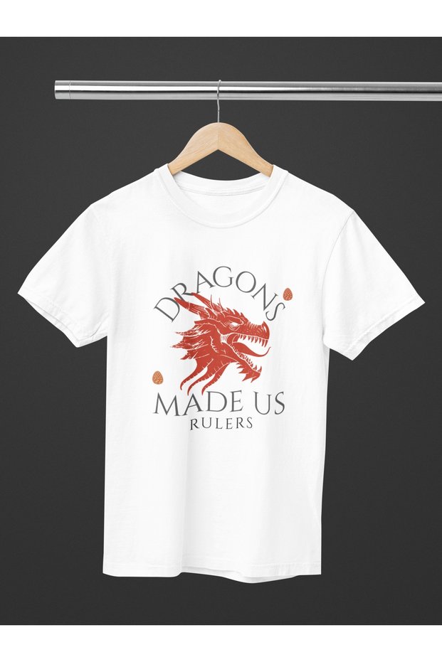 Women/Men 100% Cotton Dragons Transfer Printed Round Neck Short Sleeve Tee