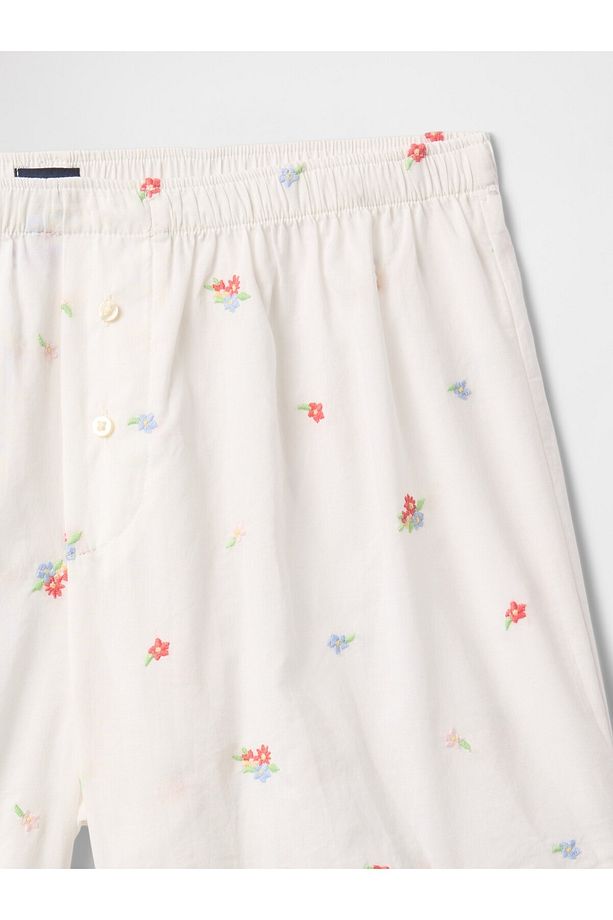 Kadın Kırık Beyaz İşlemeli Pijama Boxer Şort - 4