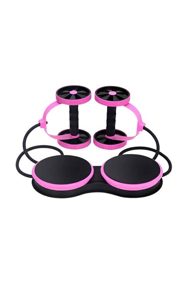 Multi-Function Core Exercise Trainer Double Ab Roller Wheel, Resistance Pull Ropes