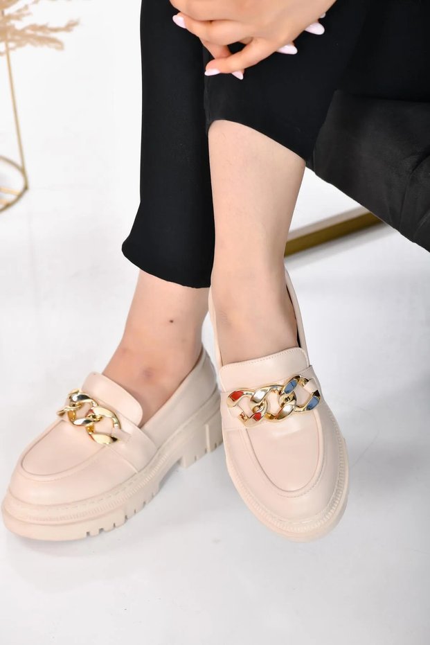 Siboza Black Loafer Shoes Women's Beige Sole High Lace-Up