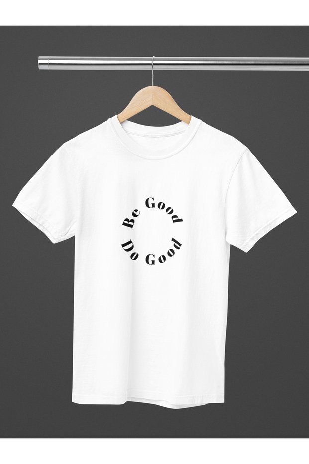 WOMEN/MEN 100% COTTON DO GOOD BE GOOD TRANSFER PRINTED ROUND NECK SHORT SLEEVE T-SHIRT