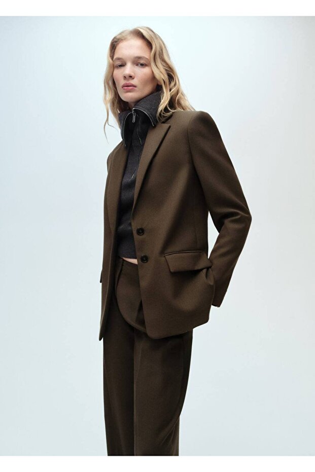 Düz kesim blazer ceket - 6