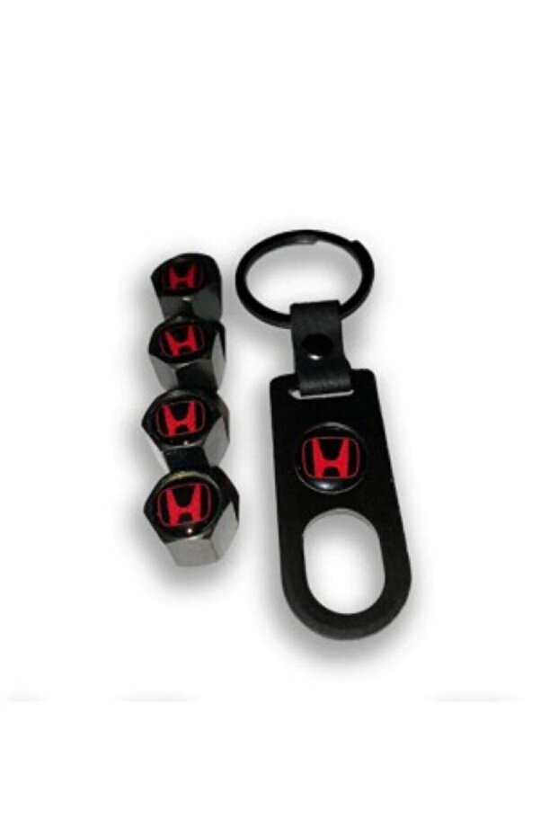 Honda Logo Civic FC5 CRV 4 Pieces Plastic Valve Cover and Keychain Set