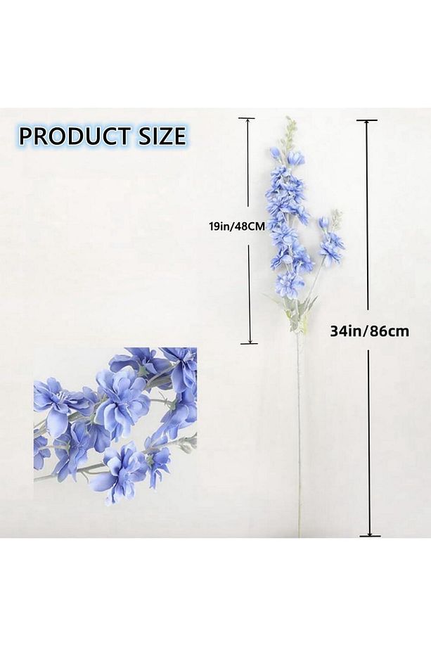 Yapay Çiçek Mavi Sümbül Tek Dal Tomurcuklu 85*15cm Kumaş Çiçek Uzun Dal - 2