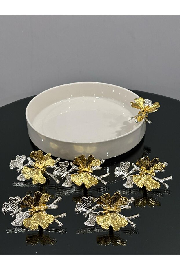 Set of 6 Butterfly Accessory Glass and Porcelain Holder Compatible with All Serving Presentation Plates