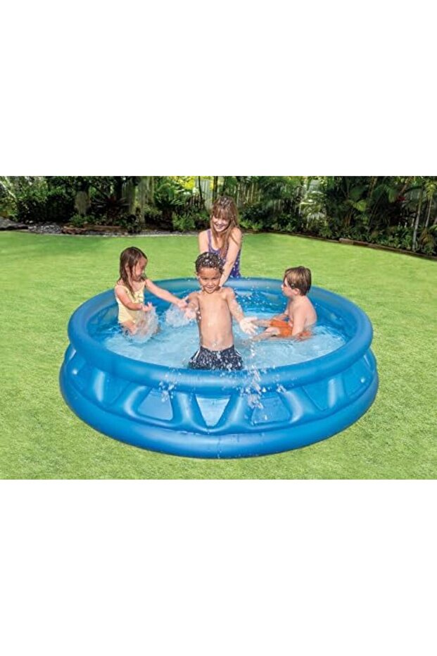 مسبح قابل للنفخ ذو جانب ناعم، أزرق - 6