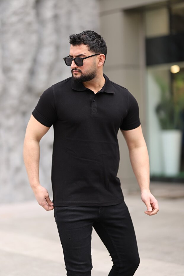 Men's Polo Neck Buttoned Cotton T-Shirt