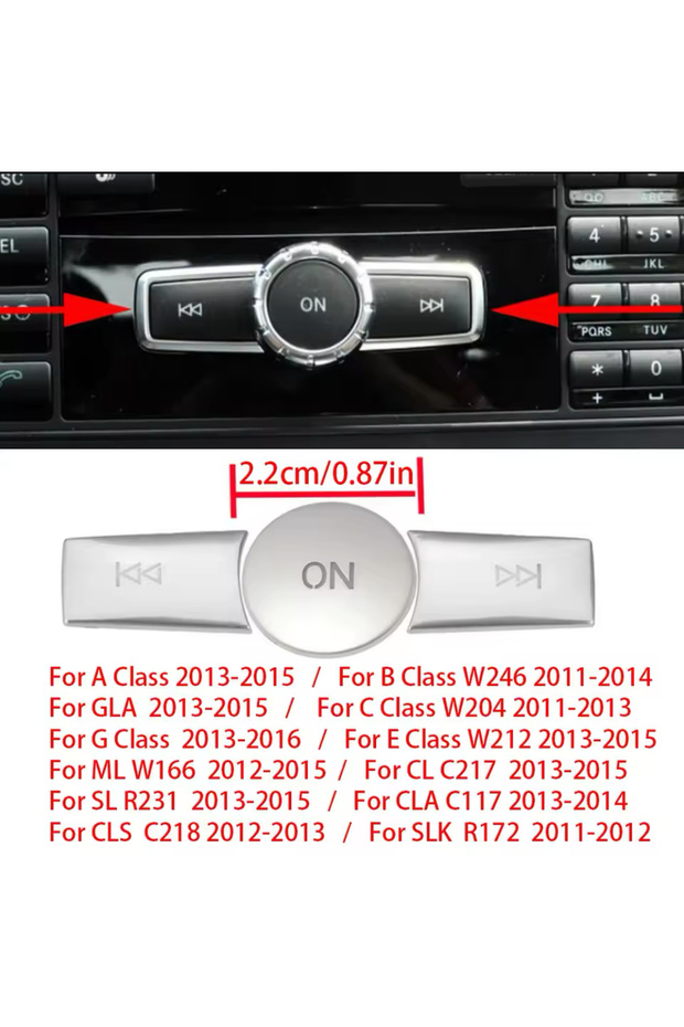 Mercedes 3L Chrome Radio Feather Trim with Makeup Self-Adhesive