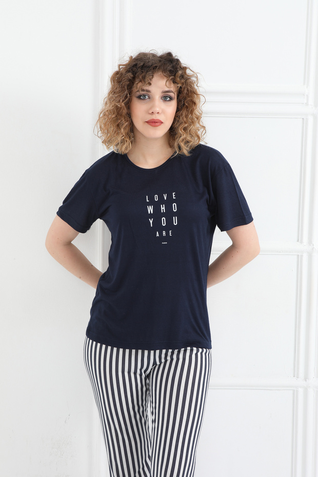 بدلة بيجامة صيفية مخططة - 7