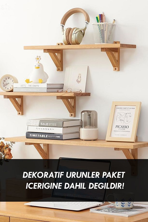 Ahşap Duvar Rafı , Modern Kahve Köşesi Çok Amaçlı Duvar Rafı , Dekoratif Ahşap Raf - 1 Adet - 5