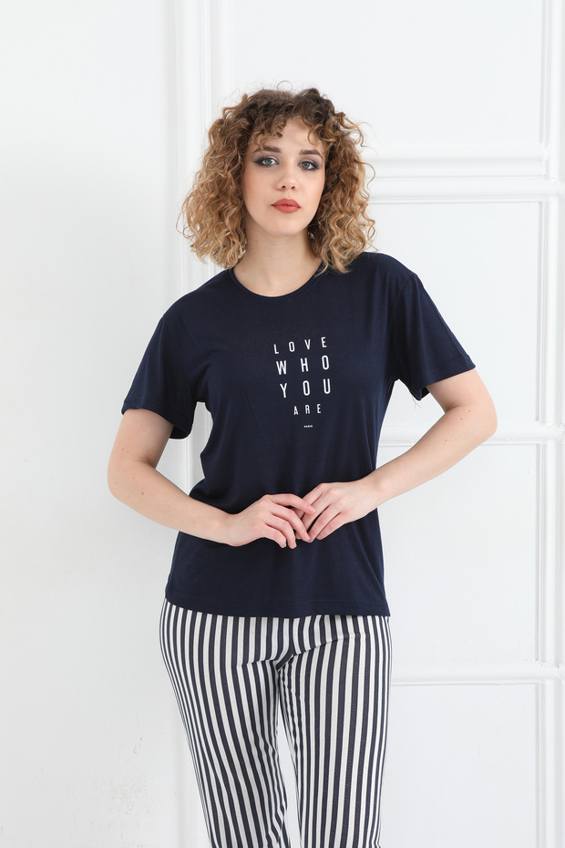 بدلة بيجامة صيفية مخططة - 6