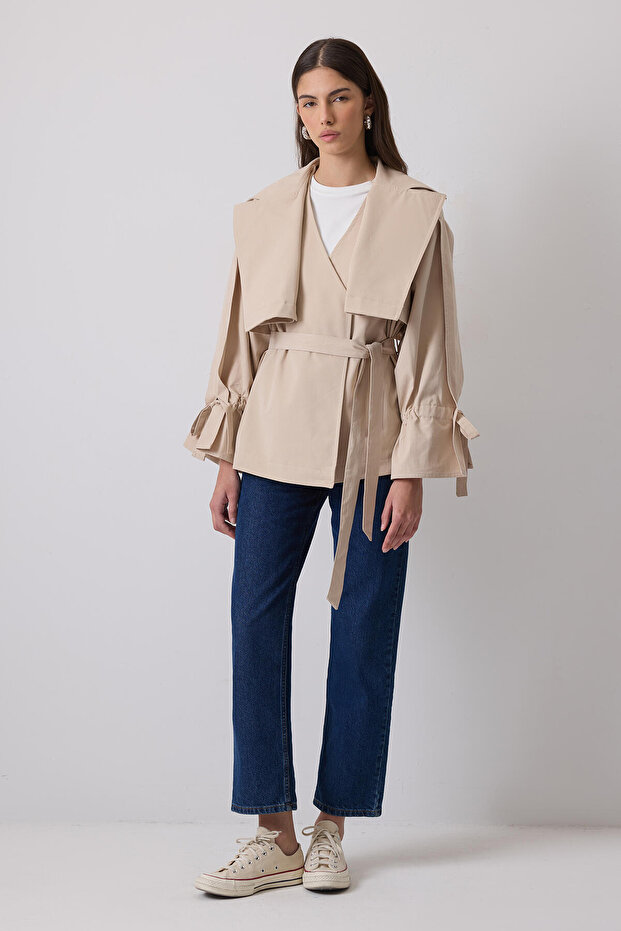 Brief Trench Coat with Belt