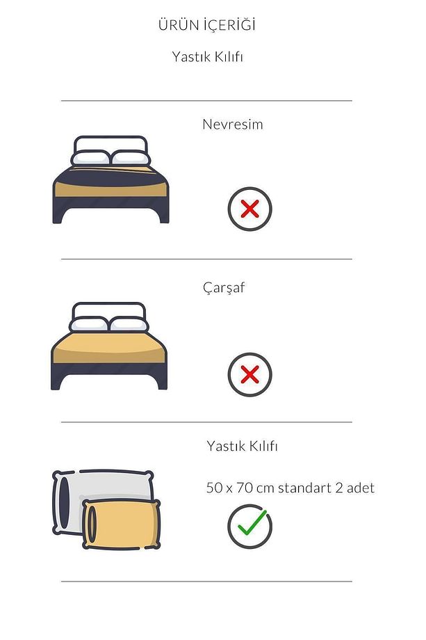 2 Adet Pan Serisi Ranforce Otel Yastık Kılıfı 50x70 63 Tel - 3
