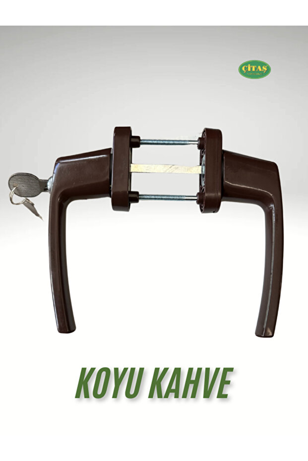 Pvc Pimapen Kilitli Kapı Kolu-çift Taraflı Kol Tek Taraftan Kilitlenebilir 2 Anahtarlı Koyu Kahve - 1