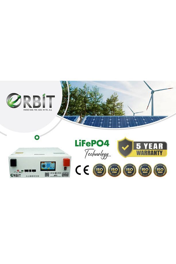 ORBİT 51.2 V 100 Ah LiFePO4 Akü-Low Voltage-Ekranlı-Metal Kasa - 2