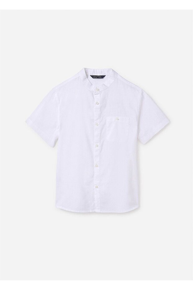 Male Child Mao Collar Short-Sleeve White Shirt 6137