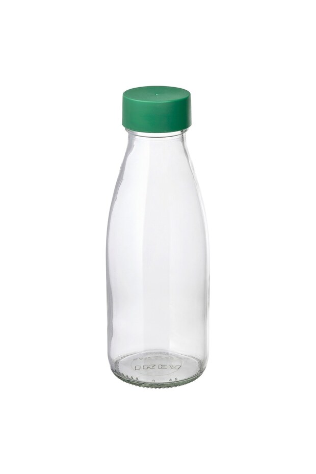 SPARTANSK Water bottle, clear glass/green, 0.5 l