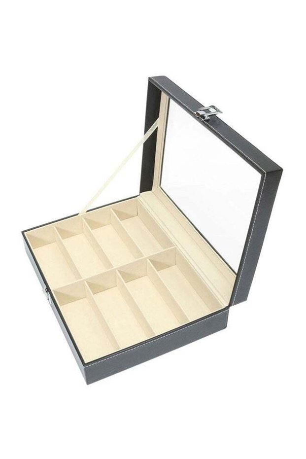 8-Grids Sunglass Display Organizer Case With Lock Black