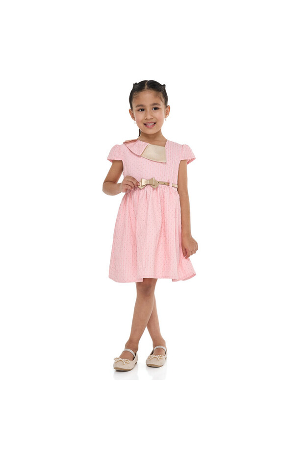 Ivory/Gold Lapel Jacquard Dress