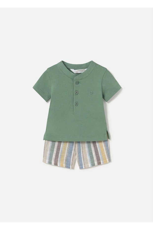 Baby Boy Polo Collar T-Shirt Shorts Set Green 1217
