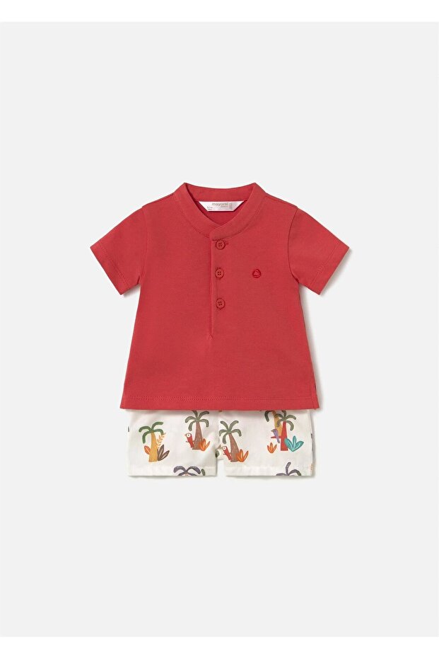 Baby Boy Polo Collar T-Shirt Shorts Set Red 1217