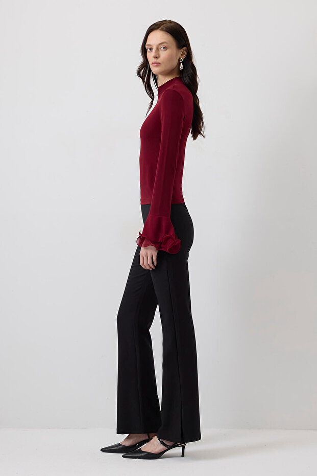 ŞİFON KOLLU ÖRME BLUZ - 3