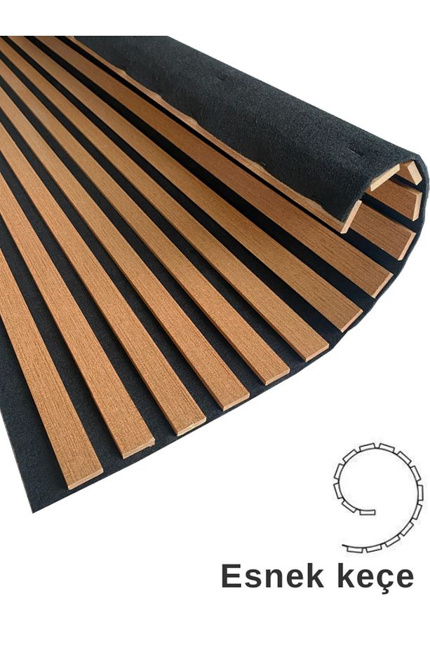 Mdf Ahşap Akustik Duvar Paneli 60x275 Cm - Teak - 4