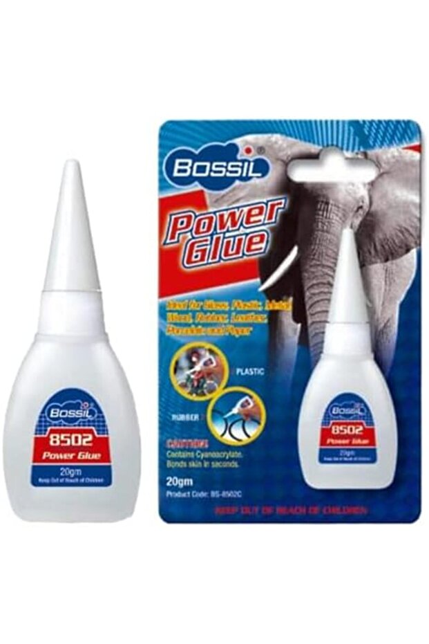 Bossil Power Glue 20g 8502C, Ultra Fast Setting Quick Bond, Ideal for Glass, Plastic, Metal, Wood, R
