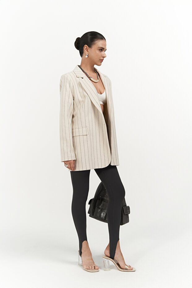 Μπεζ Basic Blazer Juba Smoked ριγέ - 1