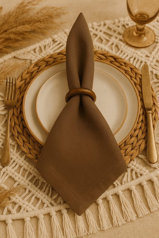 6-Piece Brown Vintage Wooden Ring Napkin Ring